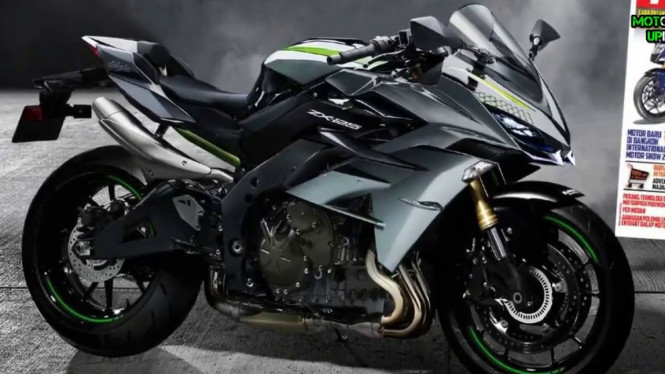 Rendering Kawasaki Ninja 250cc empat silinder.