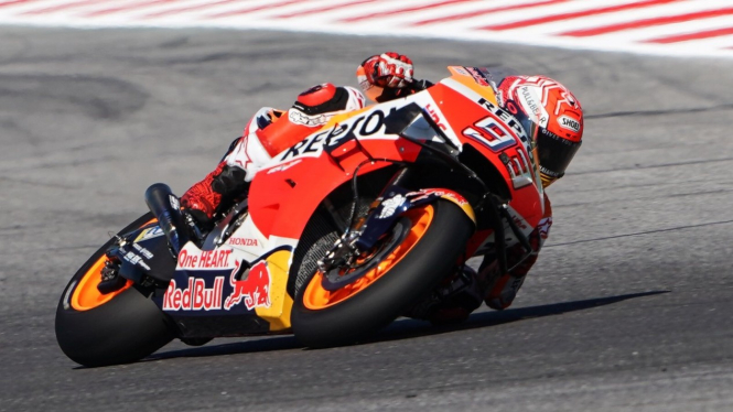 Pembalap Repsol Honda, Marc Marquez, di MotoGP San Marino