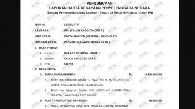 LHKPN Hillary Brigitta Lasut