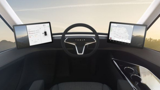 Kokpit mobil Tesla.