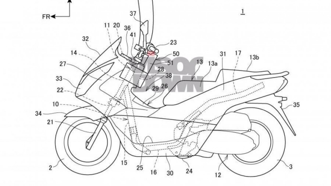 Sketsa Honda PCX dengan airbag.