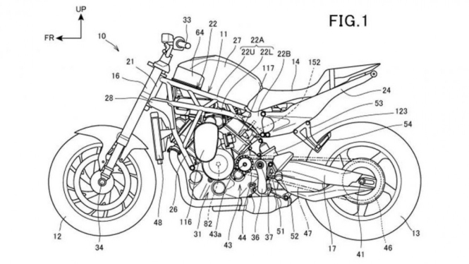 Sketsa paten CBR250RR empat silinder.