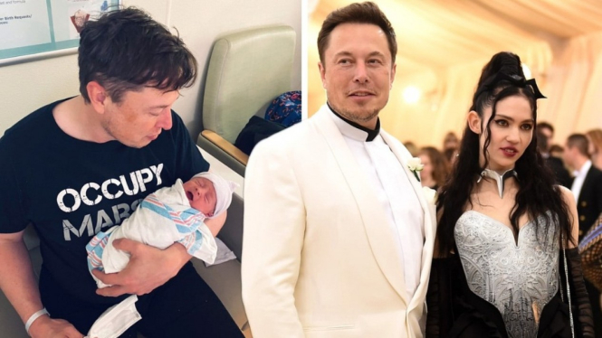 Elon Musk, anak, dan istrinya.
