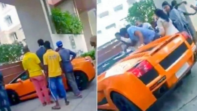 Pengemudi Lamborghini Dipukuli Warga