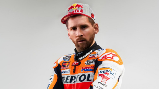 Lionel Messi ala pembalap MotoGP Repsol Honda