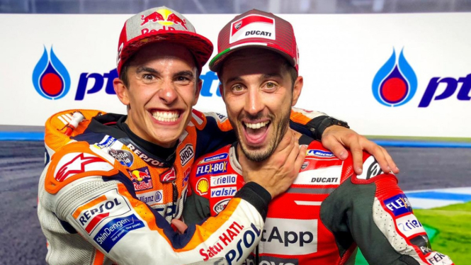 Andrea Dovizioso dan Marc Marquez. Foto: MotoGP