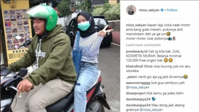 Nissa Sabyan pernah naik ojol gak pake helm