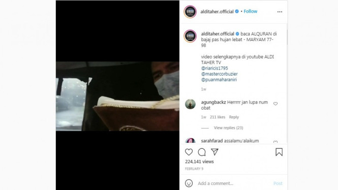 Aldi Taher Baca Alquran. Foto: Ist.