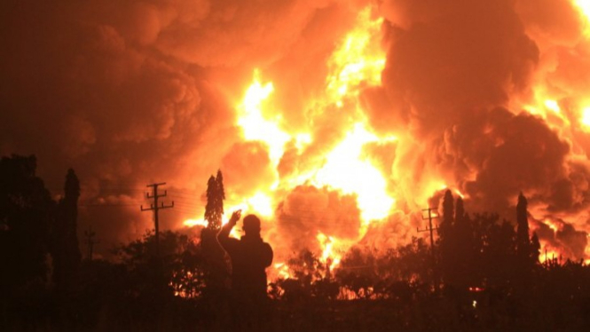 Kilang minyak Pertamina terbakar di Indramayu