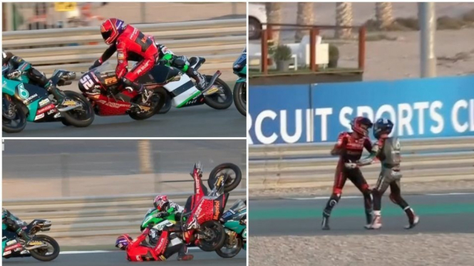 Jeremy Alcoba dan John McPhee Berantem di Moto3 Doha. Foto: Crash