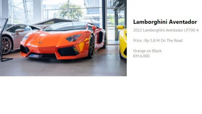 Lamborghini Aventador Bekas. Foto: Prestige.