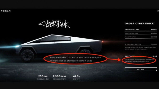Peluncuran Tesla Cybertruck Kembali Diundur. Foto: Electrec.