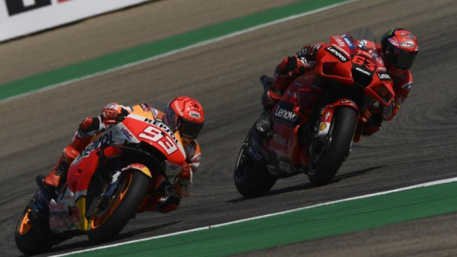 Marc Marquez dan Francesco Bagnaia di Aragon. Foto: Ist.