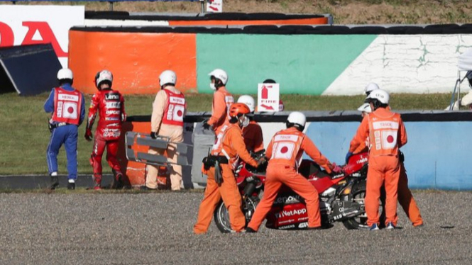 Francesco Bagnaia mengalami crash di MotoGP Jepang 2022