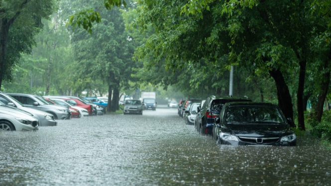 Ilustrasi mobil terendam banjir