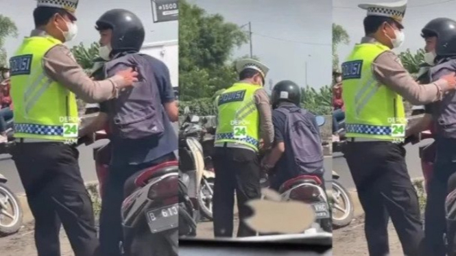 Polisi bongkar tas saat razia