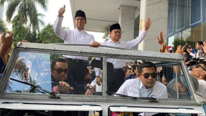 Pasangan capres dan cawapres Anies Baswedan dan Muhaimin Iskandar