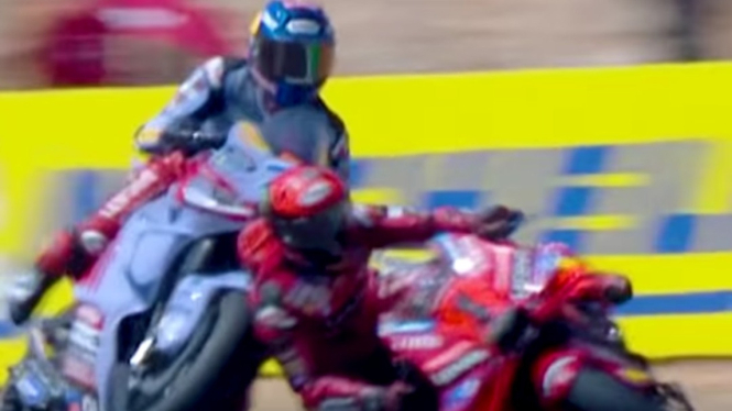 Kecelakaan Alex Marquez dan Francesco Bagnaia di MotoGP Aragon