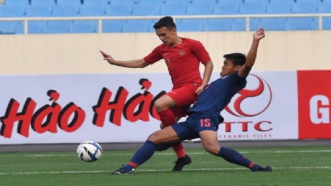 Pemain Timnas U-23 Indonesia, Egy Maulana Vikri tidak mampu mencetak gol saat menghadapi Timnas U-23 Thailand