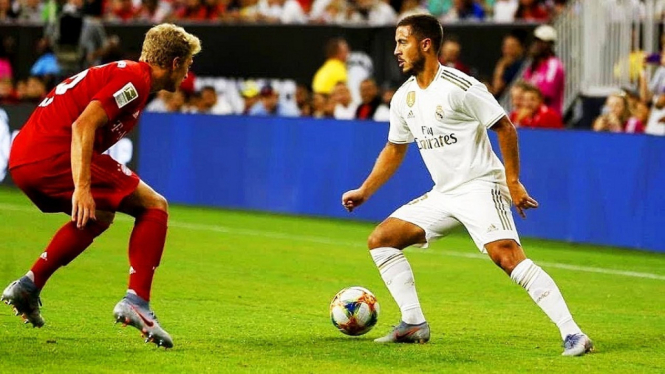 Eden Hazard saat debut bersama Real Madrid vs Bayern Munich di laga pra musim 20 Juli 2019