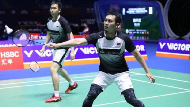 Hendra Setiawan-Mohammad Ahsan meraih kemenangan atas ganda putra China, Li Junhui-Liu Yuchen di semifinal