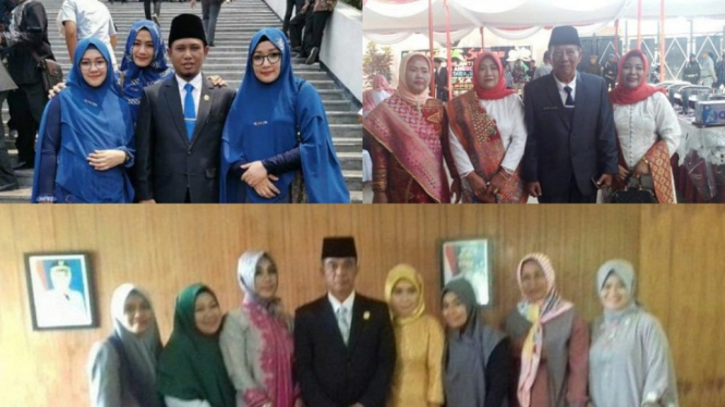 Viral, 3 Anggota DPR dan DPRD yang Dilantik Masing-Masing Bawa 3 Istri (Foto Kolase)