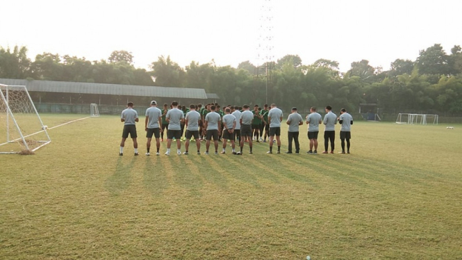 Latihan perdana Timnas Indonesia U-23 digelar Rabu pagi 2 Oktober 2019 di Stadion Pajajaran, Bogor.