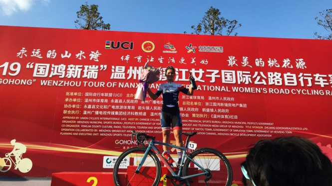 Ayustina Delia Priatna keluar sebagai juara ketiga di Women Tour of Nanxijiang China