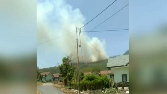 Gunung Tampomas di Sumedang, Jawa Barat, Terbakar