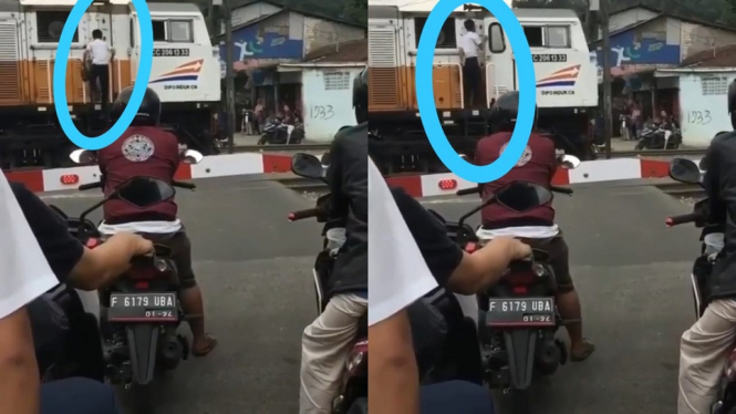 Viral, Kereta Berhenti Pas di Perlintasan, Masinis Turun Beli Makanan Layaknya Sopir Angkot (Foto Kolase)