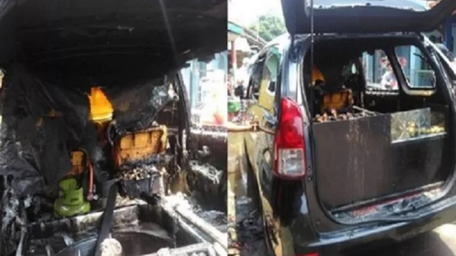 Tragis, Penjual Tahu Bulat Goreng Dadakan Mobilnya Terbakar (Foto Kolase)