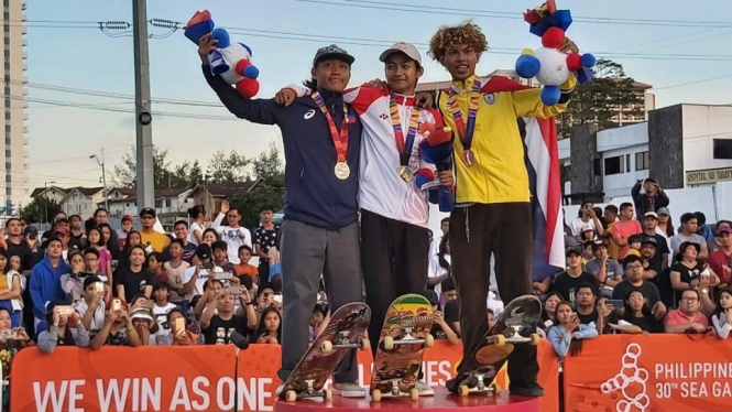 Atlet skateboard Indonesia, Sanggoe Darma Putra berhasil memetik medali emas di SEA Games 2019