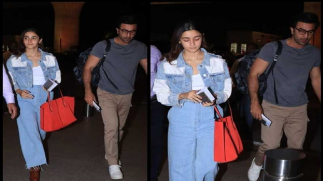 Alia Bhatt dan Ranbir Kapoor 'Terciduk' di Bandara Saat Hendak Merayakan Tahun Baru (Foto Kolase)