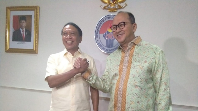 CdM Indonesia ke Olimpiade Tokyo 2020, Rosan P Roeslani usai bertemu dengan Menpora Zainudin Amali di Gedung Kemenpora, Jakarta, Kamis, 9 Januari 2020.