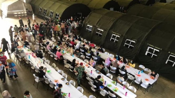 suasana karantina di hanggar lanud sadjad