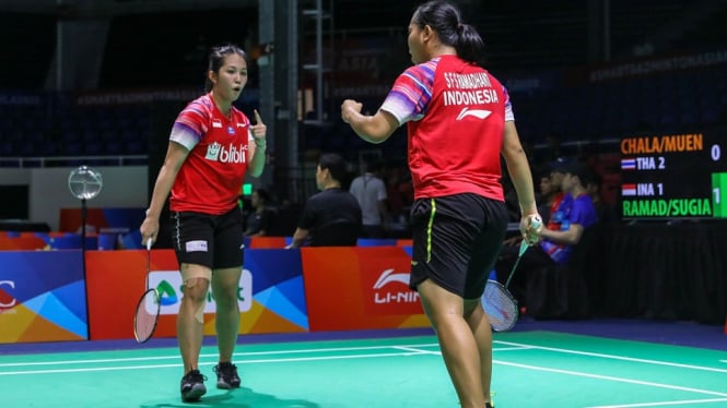 (BATC 2020) Fadia/Ribka sempat menyumbang poin kedua untuk tim Merah-Putih namun tidak mampu menyelamatkan tim putri Indonesia dari kekalahan 2-3 atas Thailand