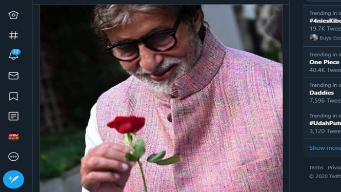Ini Kata Amitabh Bachchan Tentang 'Mawar' di Valentine Day (Foto Twitter @SrBachchan)
