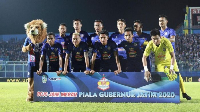 Arema FC saat tampil di Piala Gubernur Jatim 2020