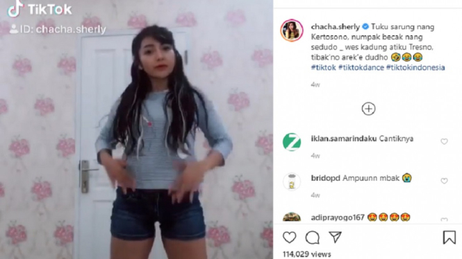 Pedangdut Chacha Sherly Jadi Sorotan Saat Unggah Main TikTok dengan Celana Pendek Nan Ketat (Foto Tangkap Layar Instagram)