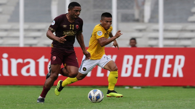 Osas Saha pencetak gol tunggal PSM Makassar vs Kaya FC Iloilo 1-1