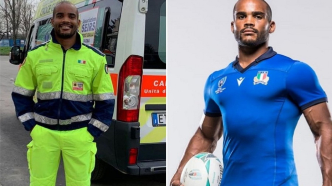 Atlet Rugby Italia Rela Jadi Supir Ambulans Demi Perangi Virus Corona (Instagram/Maxime Mbanda)
