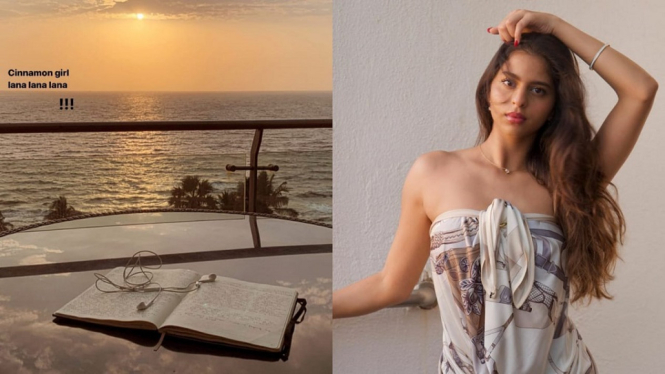 Suhana Khan Miliki 'Cinnamon Girl' Saat Menikmati Matahari Terbenam dari Mannat (Kolase Instagram)