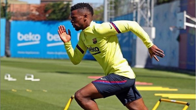 Barcelona Nelson Semedo latihan sendiri 1