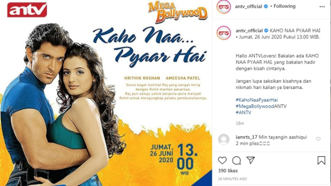 Mega Bollywood ANTV, Kaho Naa... Pyar Hai. Foto Instagram @antv_official