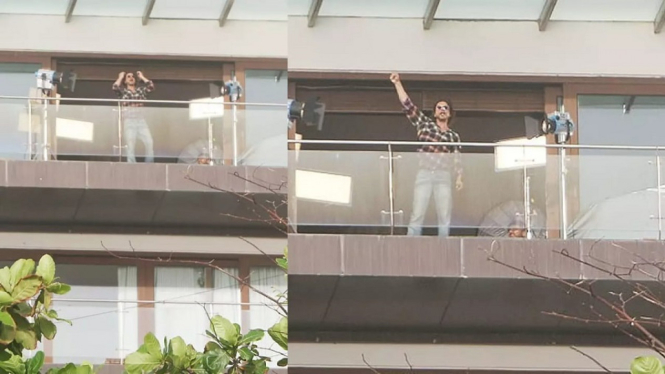 Shah Rukh Khan Tertangkap Tengah Syuting di balkon Rumahnya di Mannat (Foto Kolase)