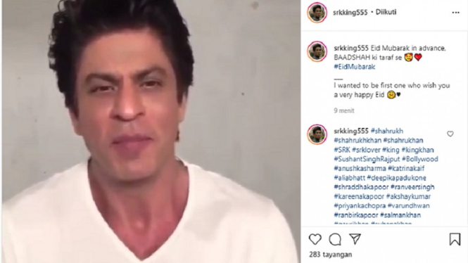 Shah Rukh Khan Ucapkan Selamat Idul Adha 1441 Hijriyah di Akun Instagramnya (Foto Tangkap Layar Instagram)