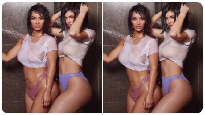 Dikecam Netizen, Kim Kardashian Hapus Foto Mandi Bareng Kylie Jenner (Foto Twitter)