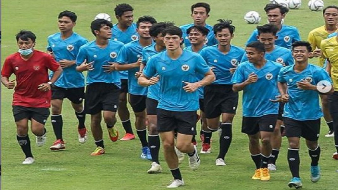 Timnas U-19 latihan di Std Madya Senayan Jakarta 15 Agustus 2020 Elkan Baggott