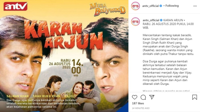 Mega Bollywood ANTV, Karan Arjun. (Foto Instagram @antv_official)