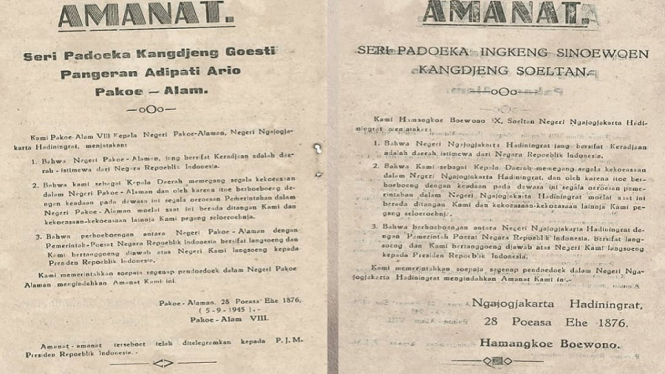 Ini Telegram Raja Jogja dan Raja Paku Alaman kepada Presiden Soekarno